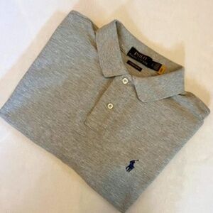 POLO RL Large/Custom Slim S/S Gray Polo NWOT!​​​​​​​​​​​​​​​​​​